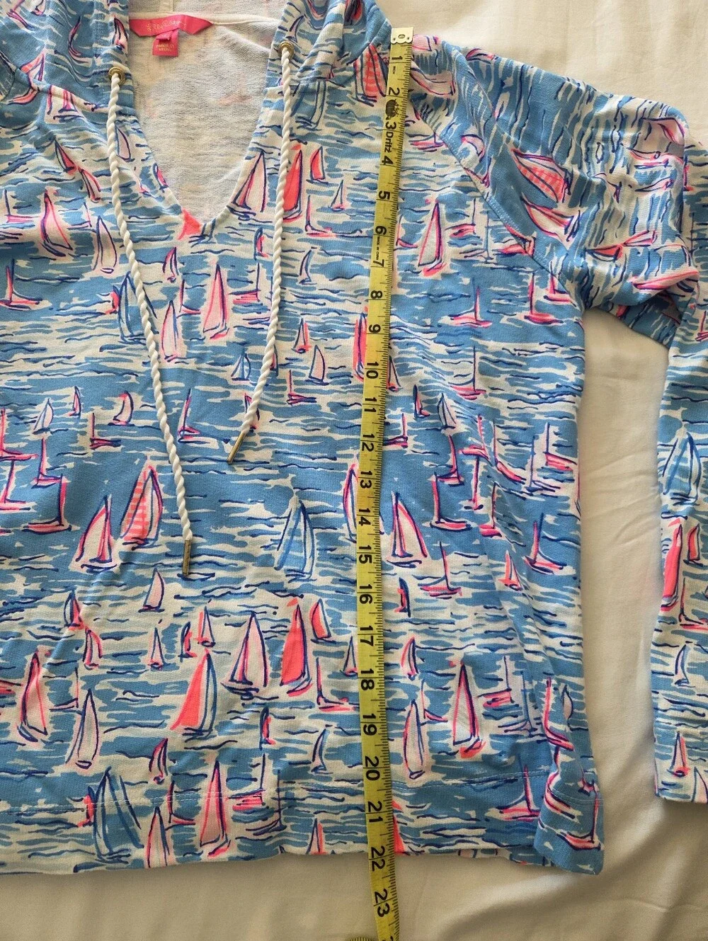 Lilly Pulitzer Blue & Pink Patterned Swim Hoodie - Picture 4 of 5